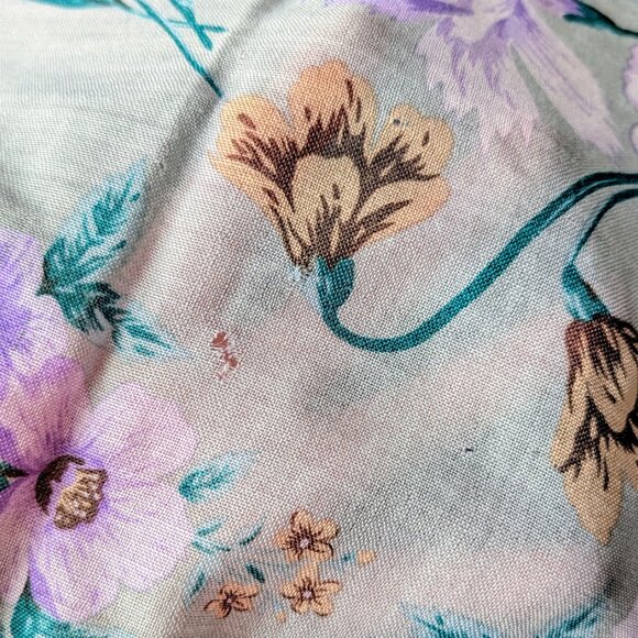Vintage Kenze Purple Gray Floral Wool Oversized Square Scarf - Picture 6 of 9